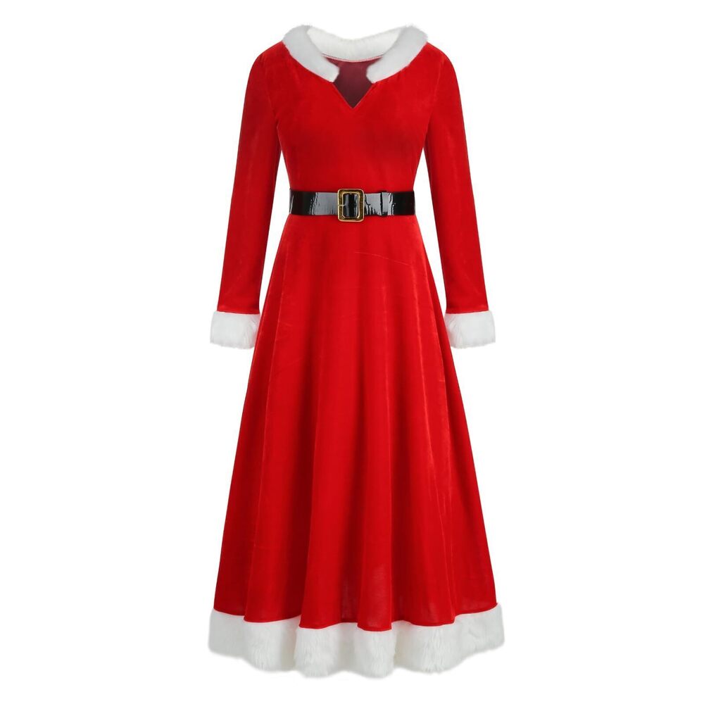 6369 Costume Red Christmas Dress Velvet Christmas Dress Red XL